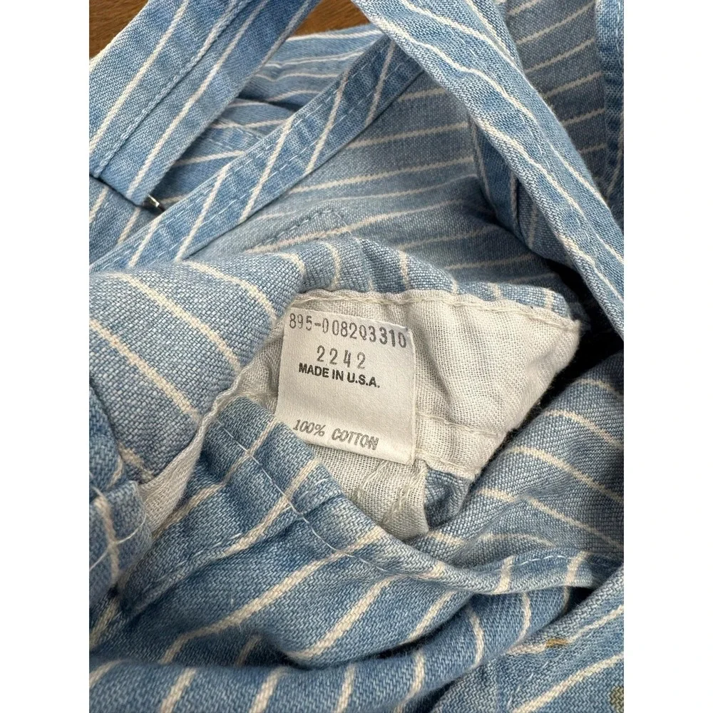 Vintage OshKosh B'gosh Overalls‎ Kids S/M Blue White Stripe Denim Made USA 90s